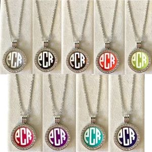 Custom Made Monogram Interchangeable Necklace Jewelry Gold Silver Rhinestone NEW